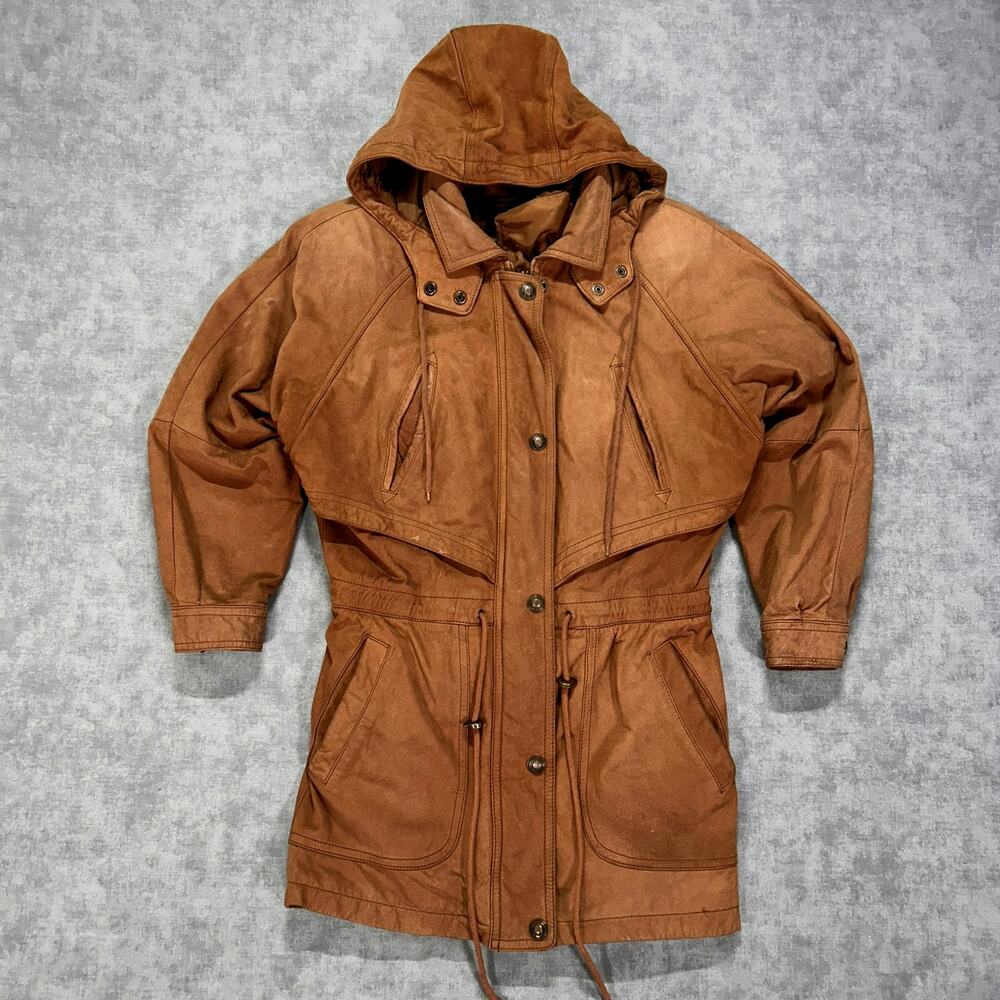 Vintage Wilsons Adventure Bound brown leather Jacket parka safari Thinsulate XS